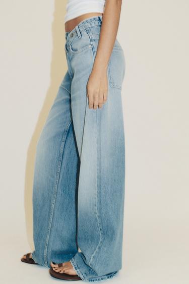 TRF WIDE-LEG HIGH-WAIST JEANS WITH CROSSOVER WAIST - Light blue by Zara - Image 3