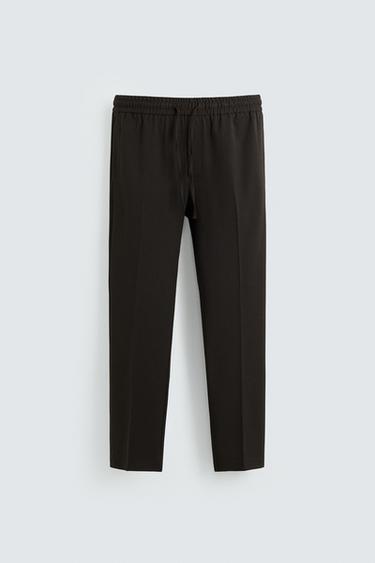 COMFORT FIT JOGGER WAIST TROUSERS - Brown by Zara