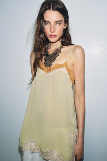 ZW COLLECTION LACE STRAP TOP - Lime by Zara