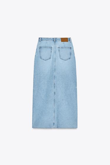 JUPE Z1975 MI-LONGUE EN JEAN - Bleu clair de Zara - Image 8