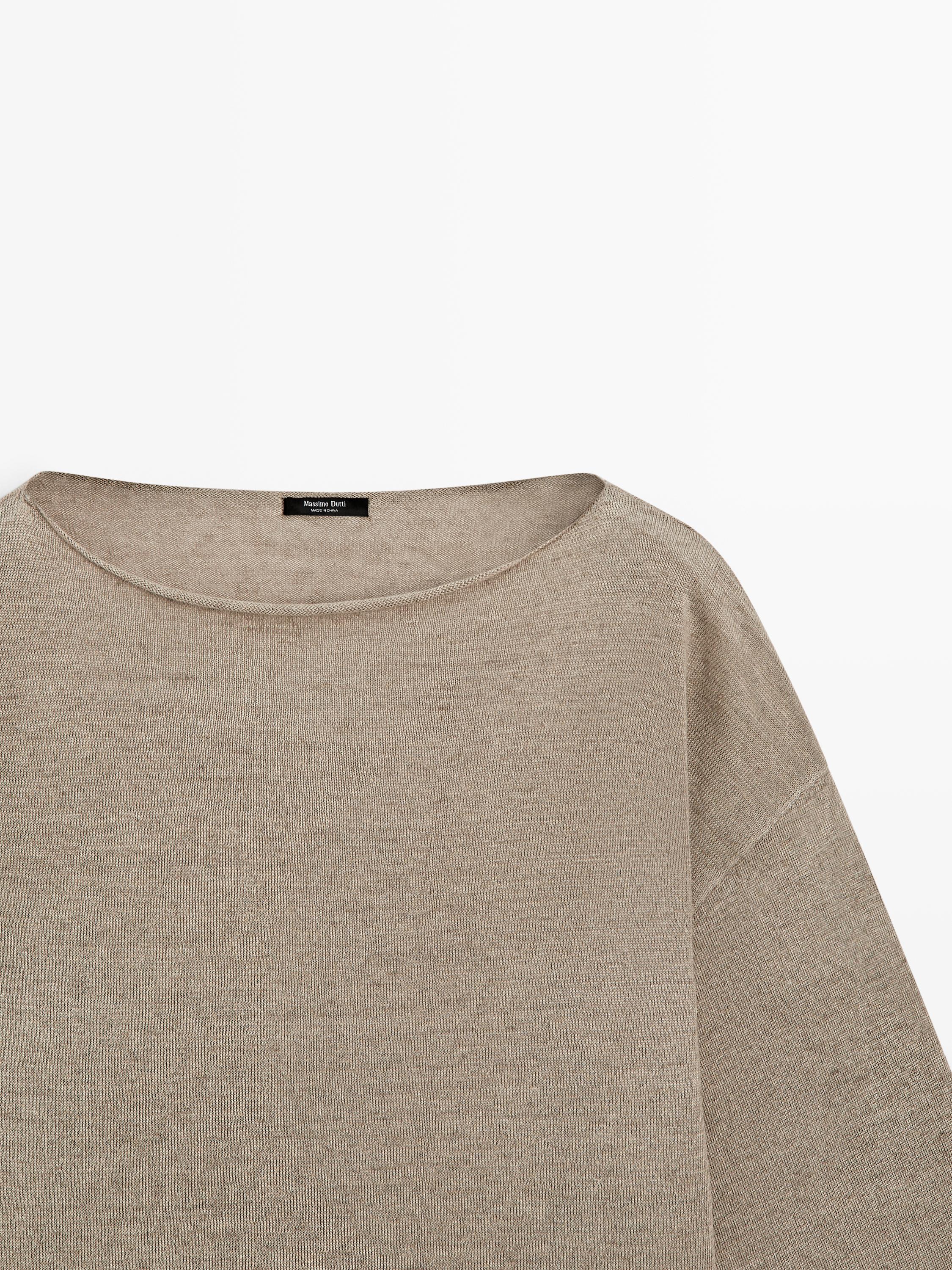 100% linen knit boat neck sweater