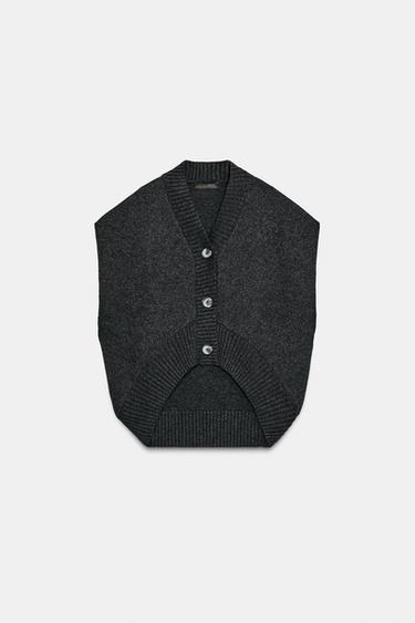 Zara OVERSIZED WOOL VEST - Dark gray