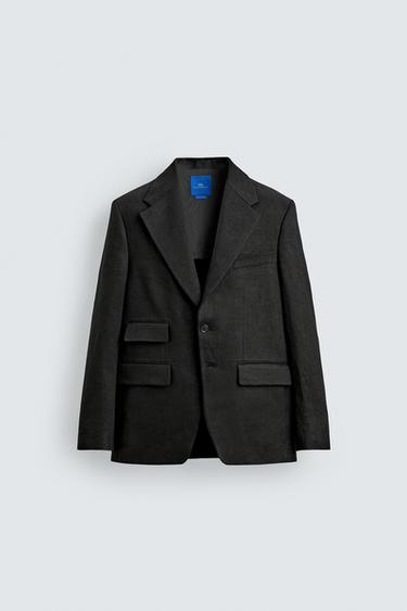 VESTE DE COSTUME TWILL 100% LIN AARON LEVINE X ZARA - Noir de Zara