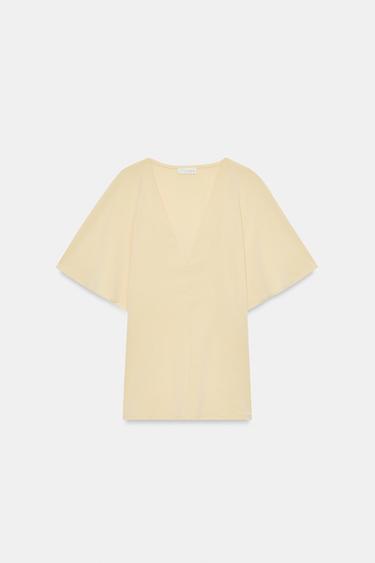 FLOWING V-NECK TOP - Yellow by Zara - Image 7