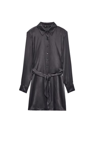 SATIN-EFFECT DRESS WITH KNOT DETAIL