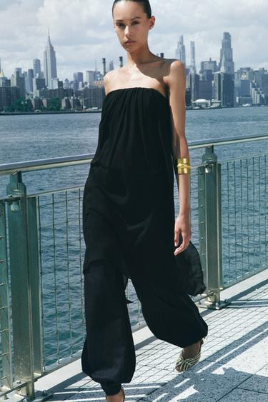 Zara ZW COLLECTION STRAPLESS LONG TOP - Black