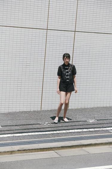 リボンレースシャツブラック0Zaraのリボンレースシャツ - ブラック - 画像 0