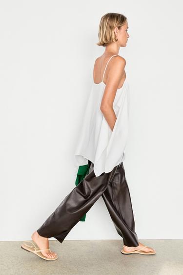 Flowing spaghetti strap top — White 2