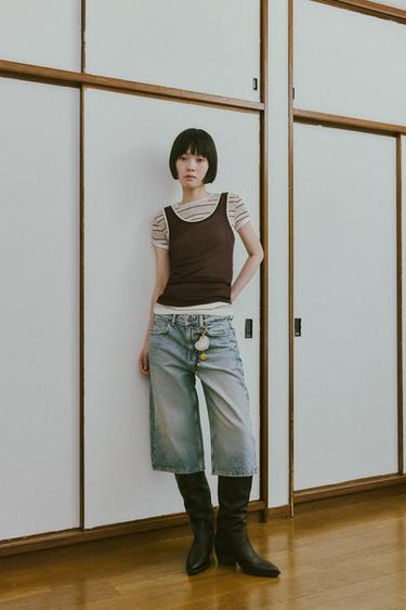ZW 컬렉션 데님 버뮤다 팬츠 - Zara 블루