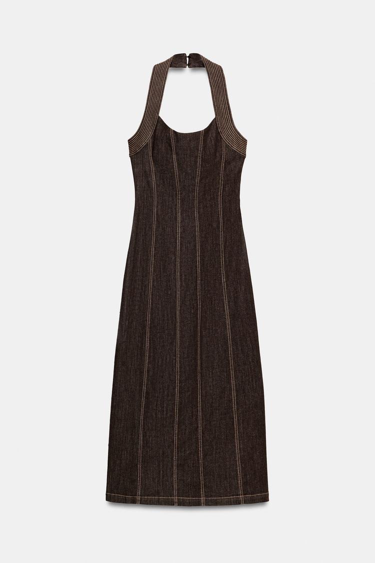 Vestido midi halter de mezclilla 7