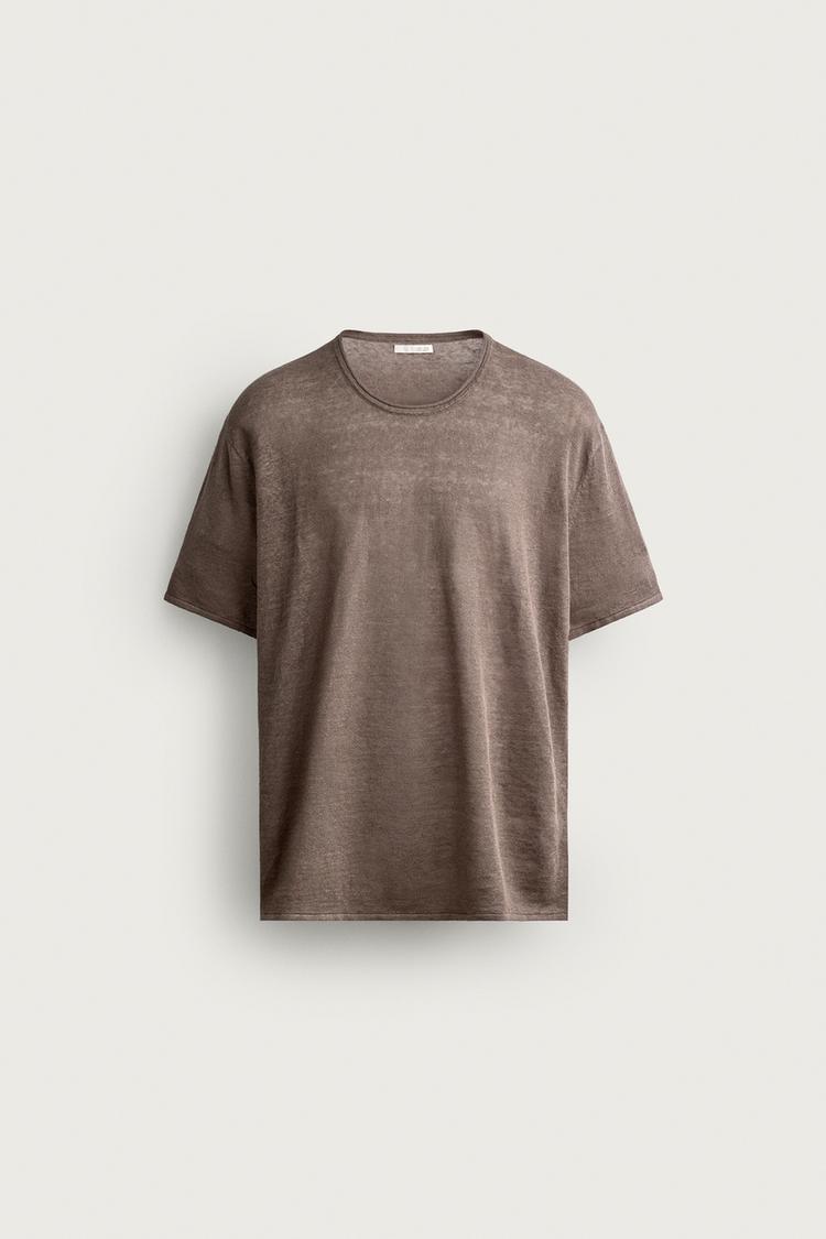 100% LINEN RELAXED FIT KNIT T-SHIRT