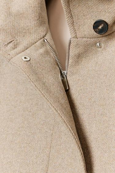 CROPPED WOOL COAT WITH HIGH NECK - Light mink by Zara - Image 8