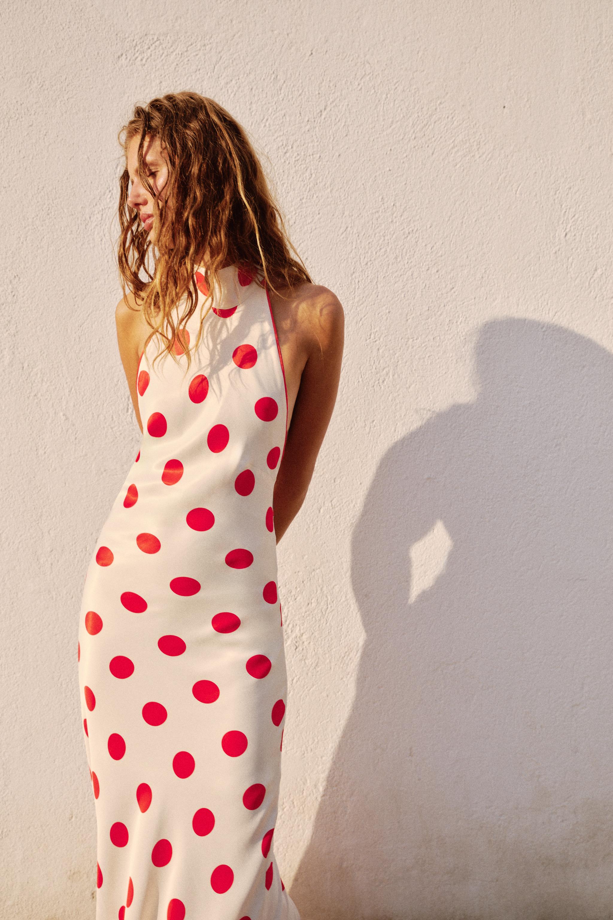 POLKA DOT HALTER MIDI DRESS