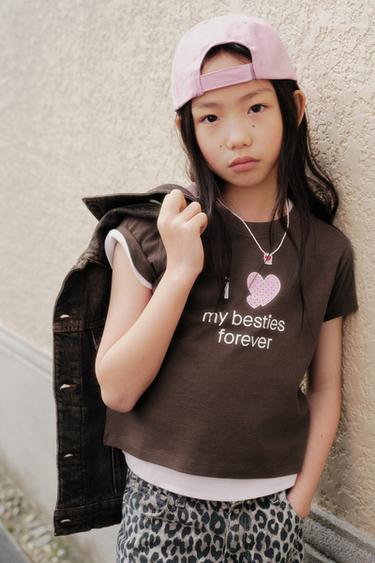 SLOGAN PRINT T-SHIRT - Brown by Zara