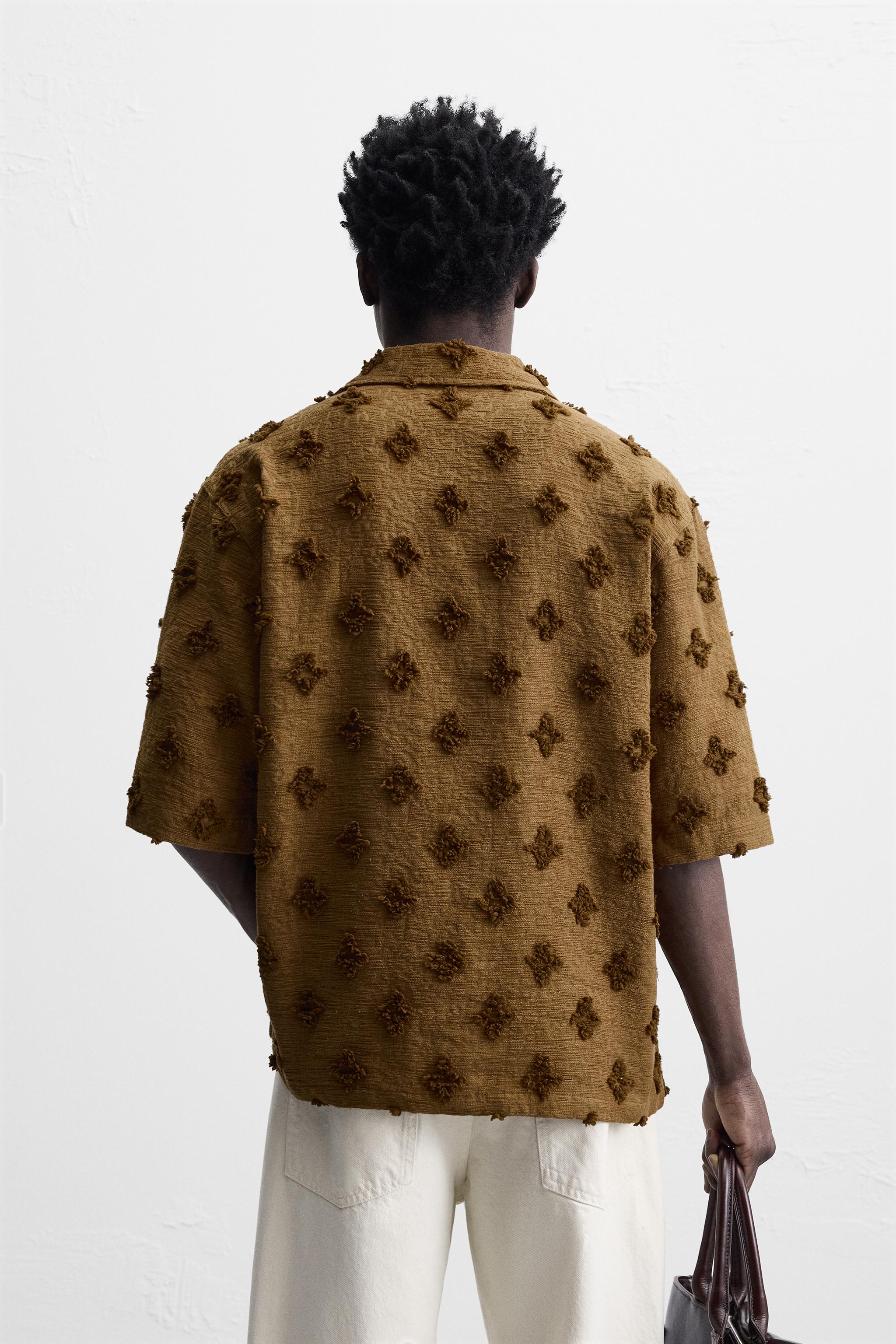 ［ZARA］テクスチャードジャカードシャツ 2878/288/422 TEXTURED JACQUARD SHIRT - Brown | ZARA United States