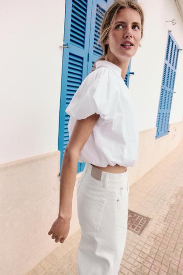 CHEMISE BALLON MANCHES COURTES - Blanc de Zara - Image 4