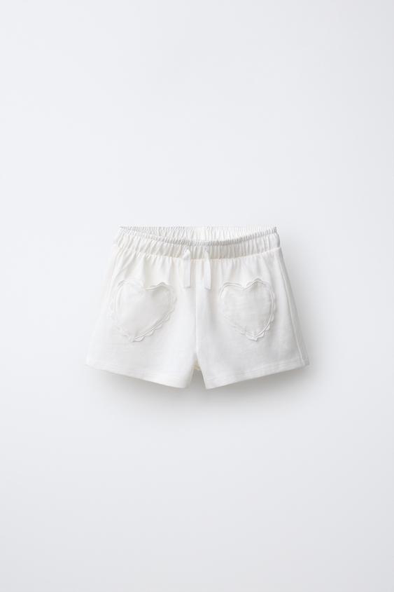 HEART POCKET BERMUDA SHORTS - White by Zara - Image 0