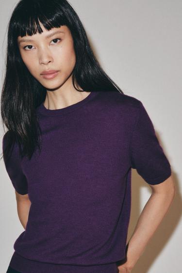 JERSEY 100% LANA MANGA CORTA - Morado de Zara