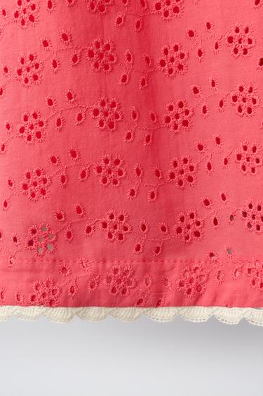 EMBROIDERED SHIFFLY LACE DRESS - Coral by Zara - Image 3