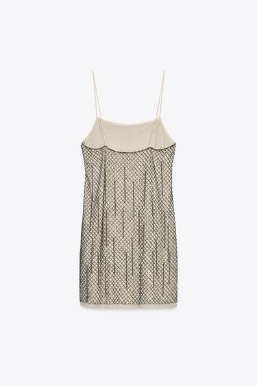 BEADED SHORT DRESS ZW COLLECTION - Silver by Zara - Image 6