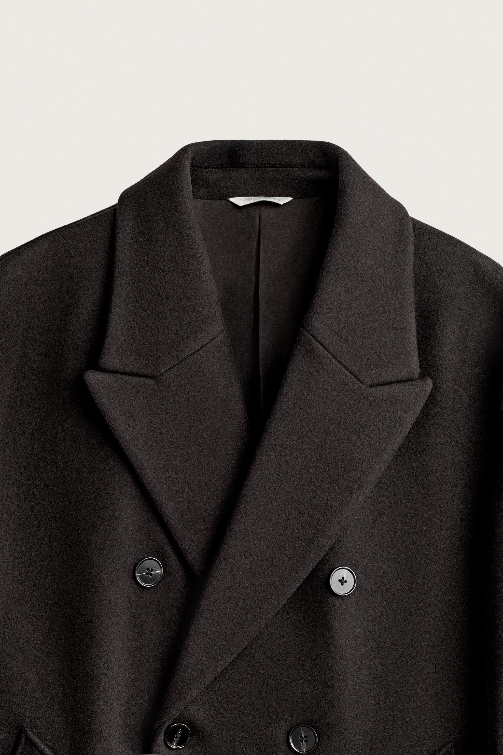 DOUBLE-BREASTED WOOL BLEND COAT