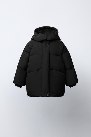 WASSERABWEISENDE DAUNENJACKE MIT 50 % FEDERN UND 50 % DAUNEN UND ABNEHMBARER FELLKAPUZE - Schwarz von Zara