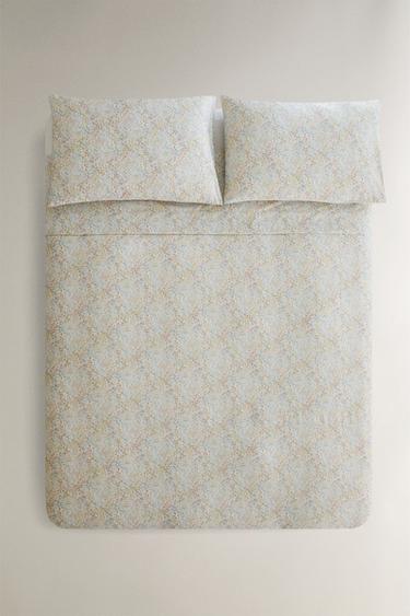 MINI FLORAL PRINT SATEEN DUVET COVER - Oyster-white by Zara