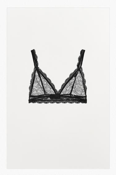 BRALETTE TRIANGULAR ENCAJE - Negro de Zara