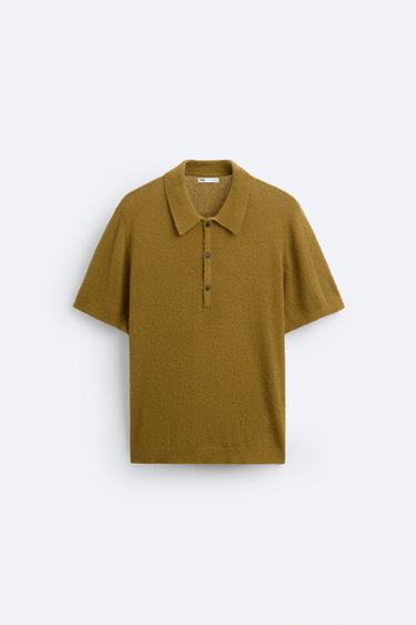 POLO EN MAILLE TEXTURE RUSTIQUE - Vert huile de Zara