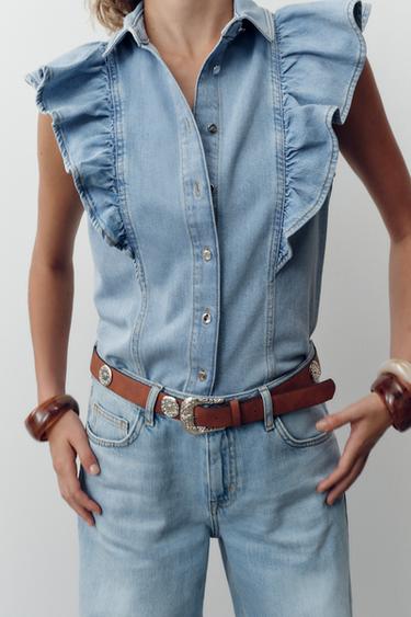 JEANS Z.04 STRAIGHT TAILLE HAUTE FULL LENGTH - Bleu moyen de Zara - Image 2