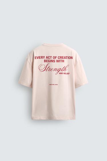 RELAXED FIT SLOGAN T-SHIRT - Pink by Zara - Image 8