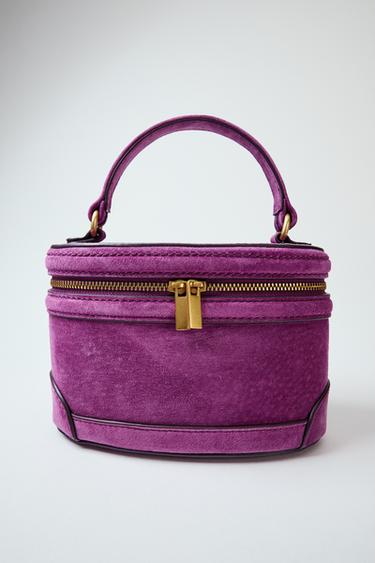 LEATHER VANITY HANDBAG - Purple by Zara