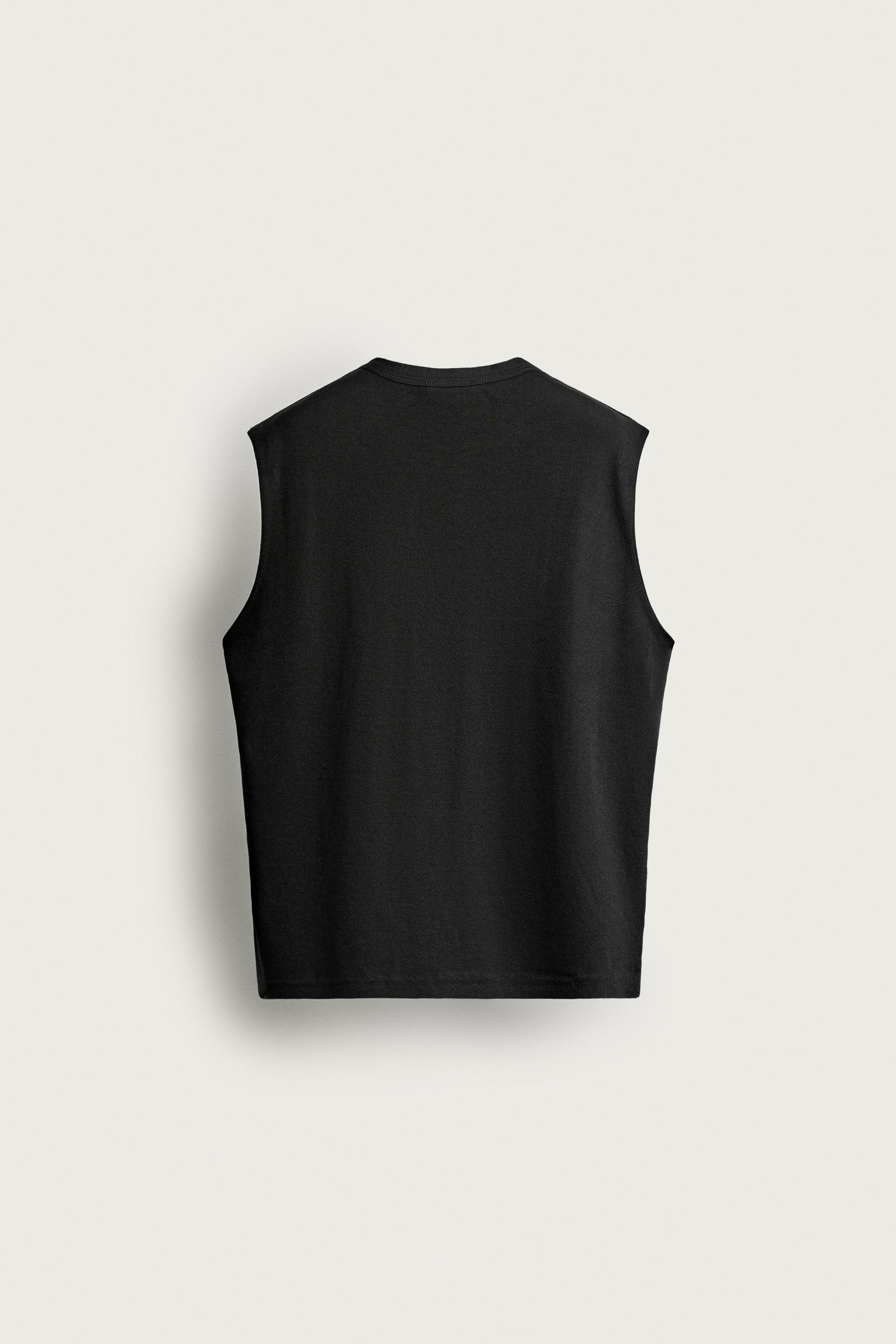 Мужские топы Zara TANK TOP WITH COMBINED NECKLINE — фото 7