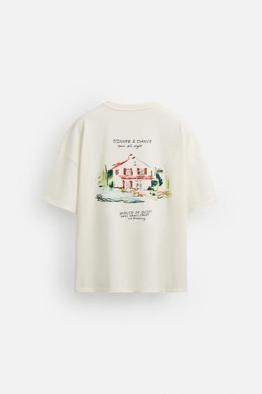 HEAVY WEIGHT T-SHIRT WITH COMBINED PRINT - Oyster-white by Zara - Image 7