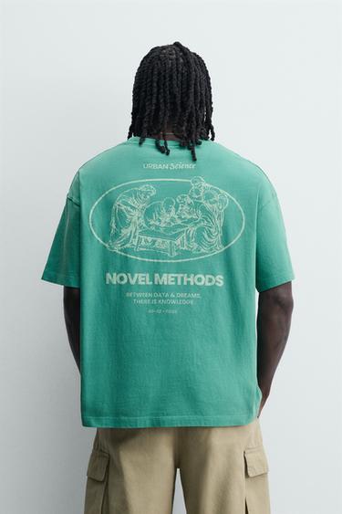 RELAXED FIT WASHED PRINTS T-SHIRT - Light green by Zara - Image 2