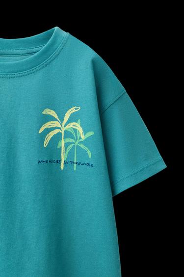 Zara PRINTED T-SHIRT - Green