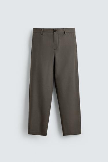 100% WOOL STRAIGHT-LEG TROUSERS - Green by Zara