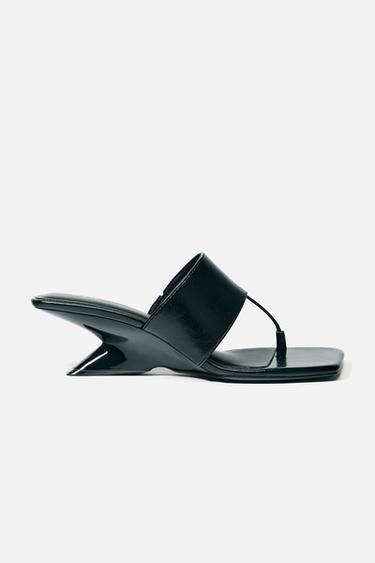 Zara ASYMMETRIC WEDGE HEELS - Black