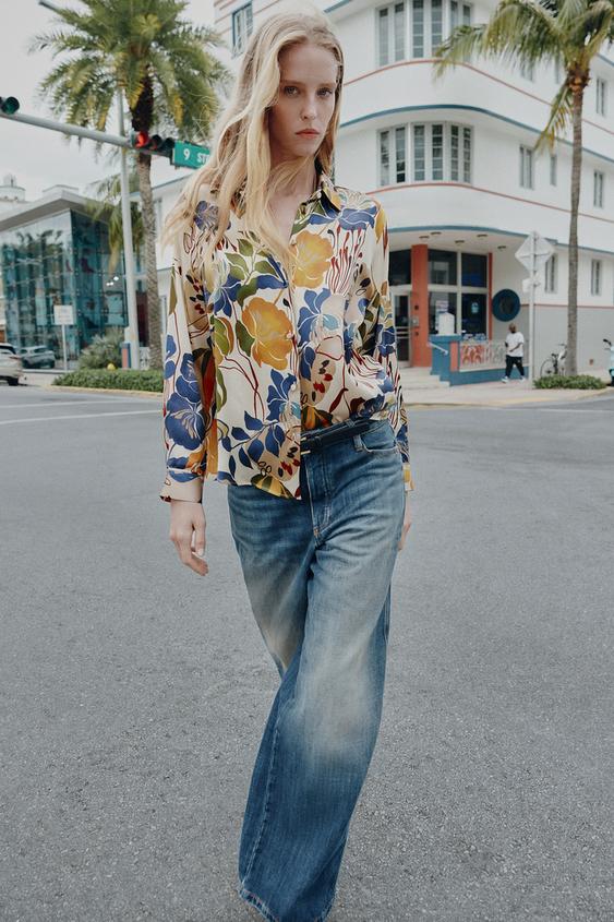 PRINTED SATIN EFFECT BLOUSE