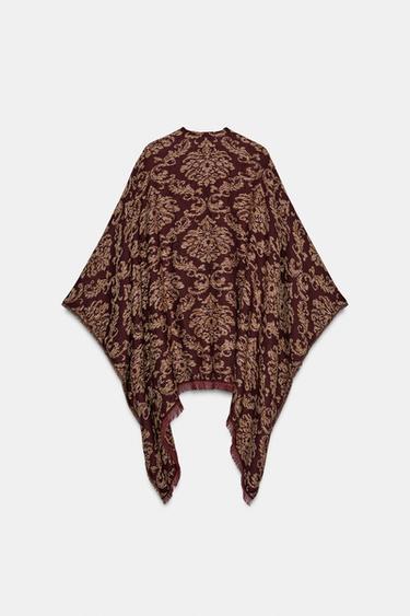 CAPE LONGUE JACQUARD - Grenat de Zara - Image 3