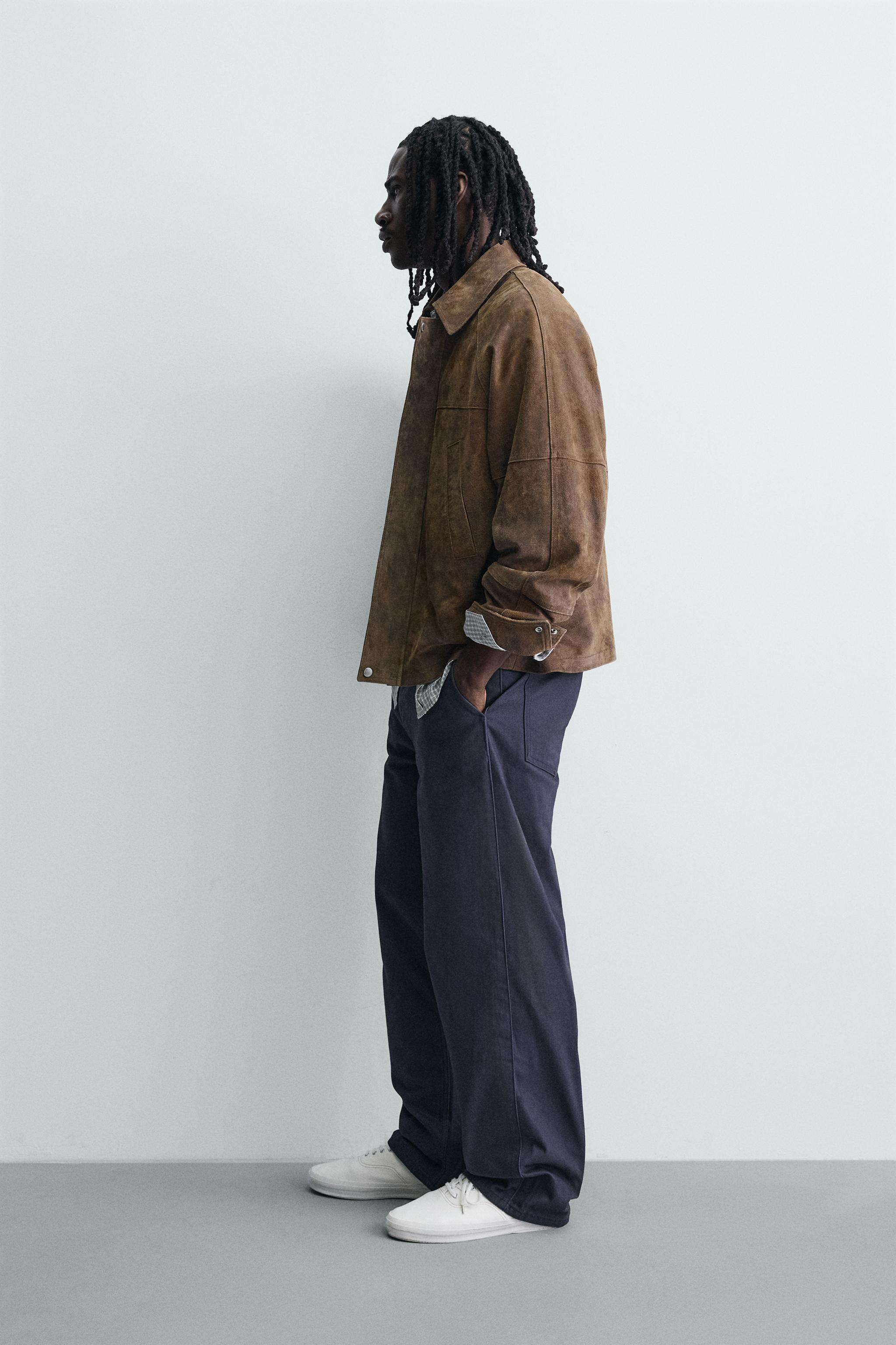 WASHED EFFECT SUEDE LEATHER JACKET
