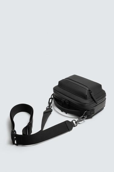 RUBBERISED TEXTURED CROSSBODY BAG - Black by Zara - Image 1