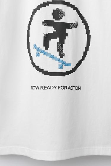 T-SHIRT IMPRIMÉ SKATE PIXEL - Blanc de Zara - Image 3