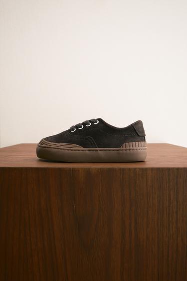 Zara LEATHER SNEAKERS - Brown