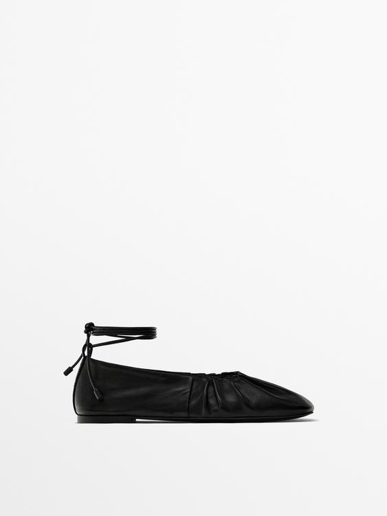 FAUX PATENT LEATHER BALLET FLATS - Off White