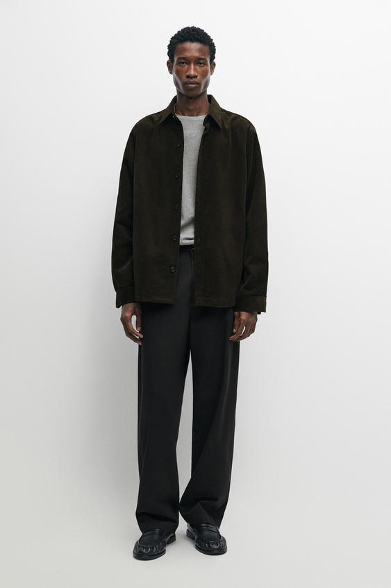 Sobrecamisa pana 100% algodón - Verde de Zara - Imagen 0