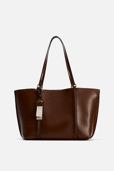 BOLSO SHOPPER - Marrón de Zara