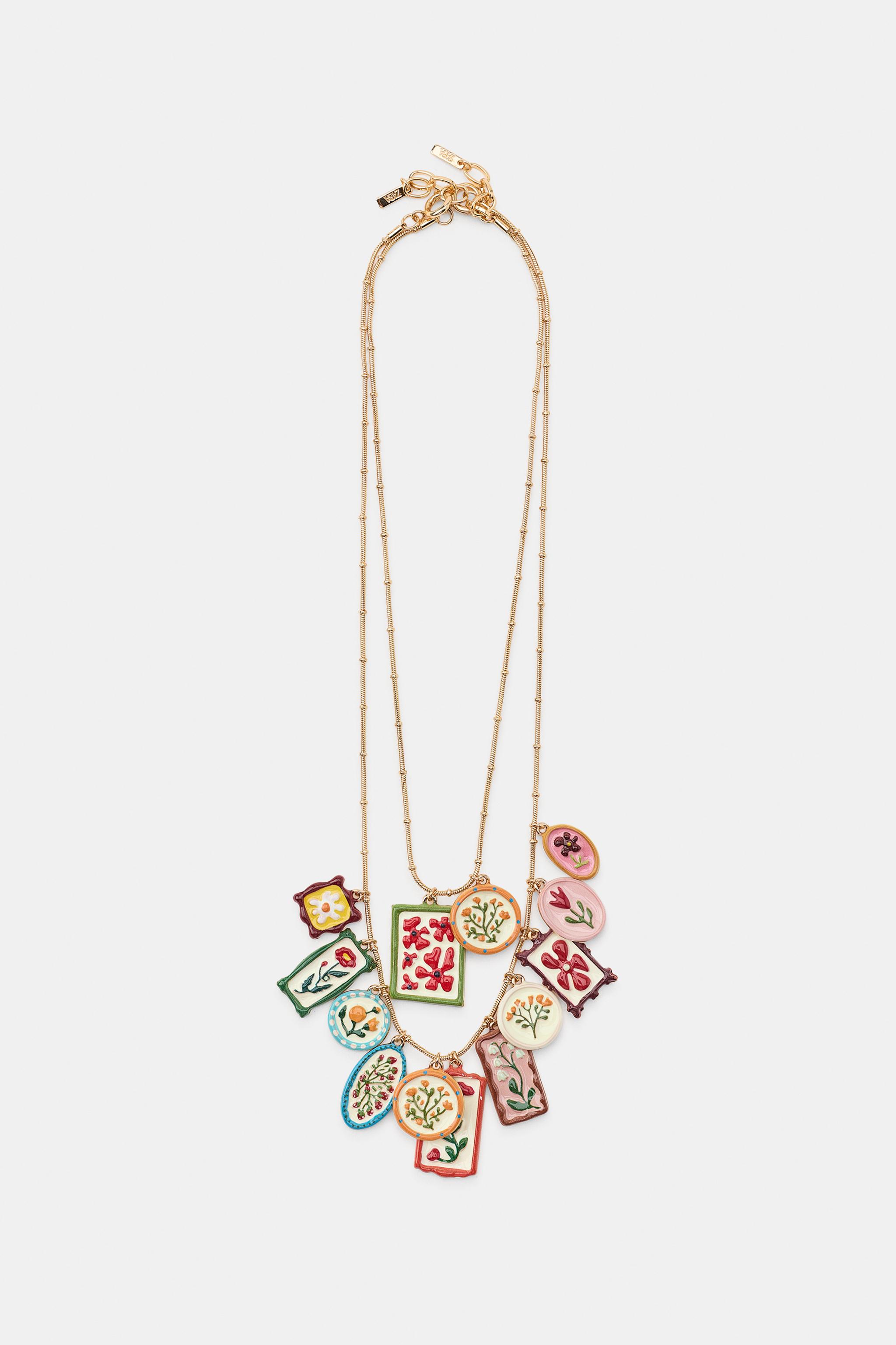 PACK OF 2 METAL CHARM NECKLACES — Golden