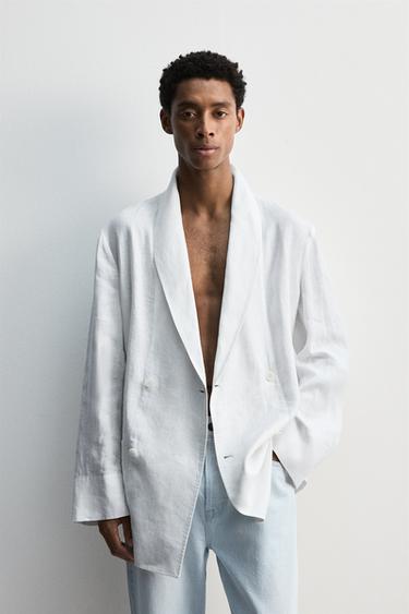 ĽANOVÉ SAKO RELAXED FIT - Biela zn. Zara