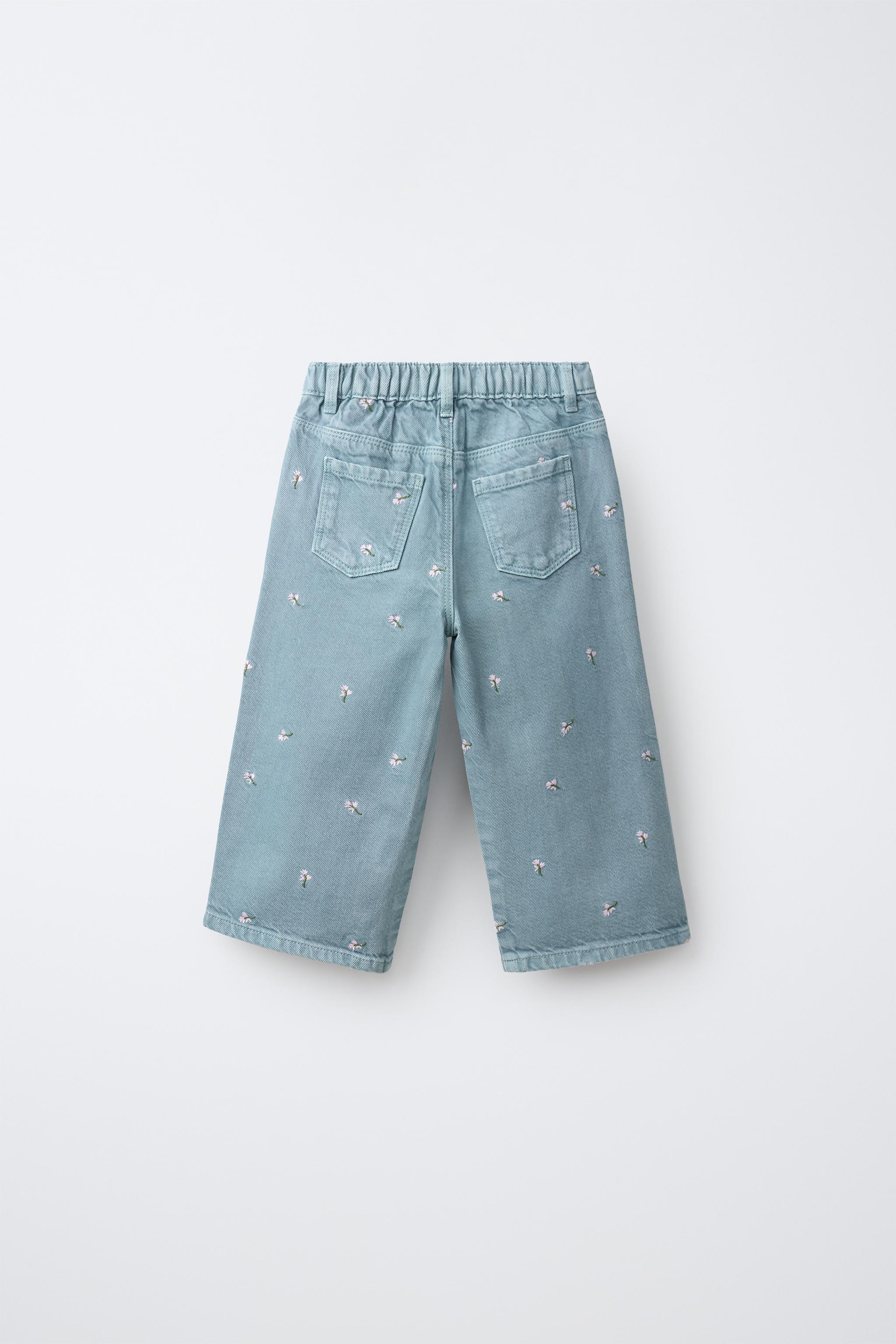 JUPE-CULOTTE EN SERGÉ À FLEURS BRODÉES
